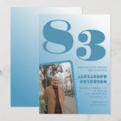 Invitation Photo Blue Gradient 83e anniversaire (Devant / Derrière)