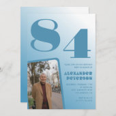 Invitation Photo Blue Gradient 84e anniversaire (Devant / Derrière)