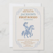 Invitation Photo Blue Grey Cowboy Premier Rodéo 1er Anniversa (Devant)