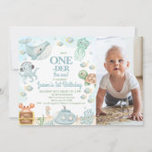 Invitation Photo Blue Grey Oneder The Sea Boys 1er anniversai (Devant)