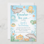 Invitation Photo Blue Ocean Oneder The Sea 1er Anniversaire (Devant)