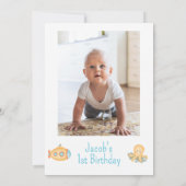 Invitation Photo Blue Ocean Oneder The Sea 1er Anniversaire (Dos)