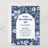 Invitation Photo Blue Periwinkle Mariage Fleur sauvage (Devant)