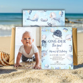 Invitation Photo Blue Sea Turtle One der The Sea 1er annivers