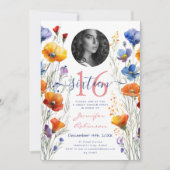 Invitation PHOTO Boho Aquarelle Fleur sauvage Sweet 16 Party (Devant)