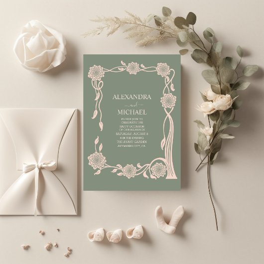Invitation Photo Boho Chic Retro Floral Retro