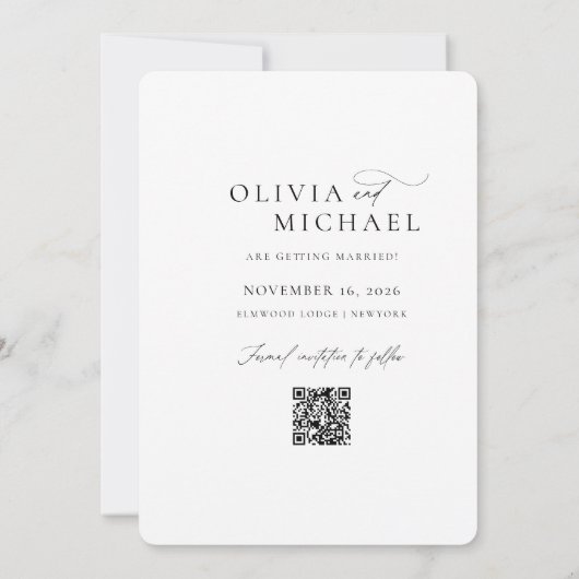 Invitation Photo Boho Elegant Moderne QR Code Enregistrer la (Dos)