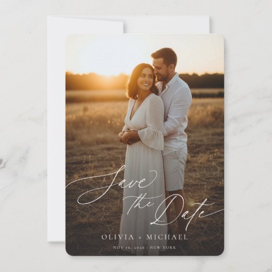 Invitation Photo Boho Elegant Moderne QR Code Enregistrer la  (Devant)