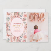 Invitation Photo Boho Fairy First Girl's 1st Birthday (Devant)