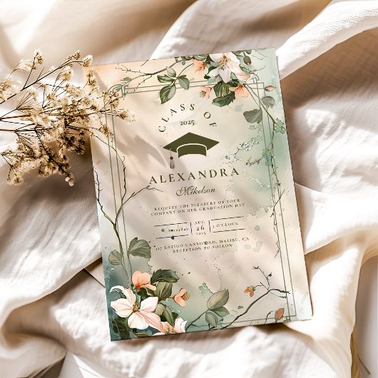 Invitation Photo Boho Fleur sauvage Graduation Party