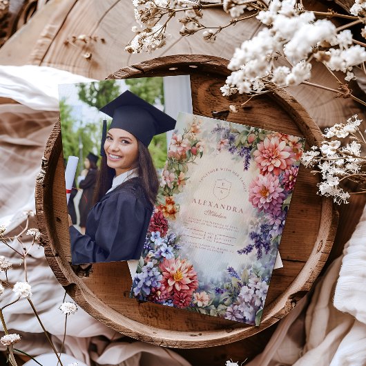 Invitation Photo Boho Fleur sauvage Meadow Graduation