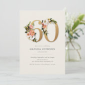 Invitation Photo Boho Floral 60e anniversaire (Debout devant)