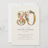 Invitation Photo Boho Floral 80e anniversaire (Devant)
