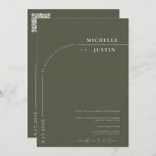 Invitation Photo Boho | Mariage de script de calligraphie min (Devant / Derrière)