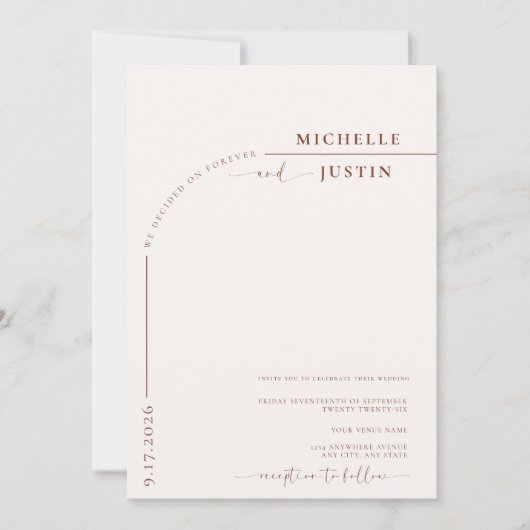 Invitation Photo Boho | Mariage de script de calligraphie min (Devant)