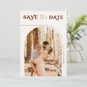 Invitation Photo Boho | Moderne Enregistrer la date Invitatio (Debout devant)