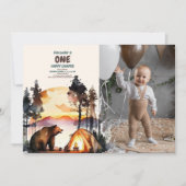 Invitation Photo Boho One Happy Camper 1st Birthday Party (Devant)