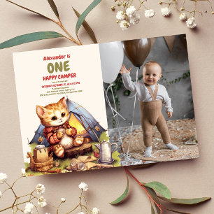 Invitation Photo Boho One Happy Camper 1st Birthday Party