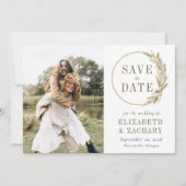 Invitation Photo Boho Pampas Grass Wreath Enregistrer la date (Devant)
