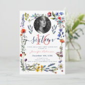 Invitation PHOTO Boho Pressé Fleur sauvage doux 16 Anniversai (Debout devant)