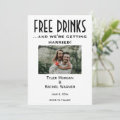 Invitation Photo "Boissons gratuites" Enregistrer les dates (Debout devant)