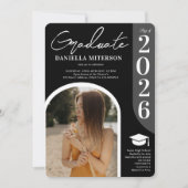 Invitation Photo bold 2023 arch graduation noire (Devant)