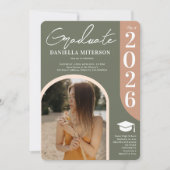 Invitation Photo bold 2023 Arch vert rose graduation (Devant)