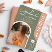 Invitation Photo bold 2023 Arch vert rose graduation