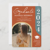 Invitation Photo bold 2023 arche brûlé graduation orange (Devant)