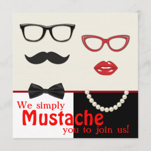 Invitation Photo Booth Prop Mustache Anniversaire