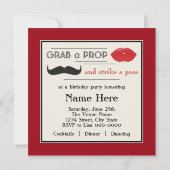 Invitation Photo Booth Prop Mustache fête d'anniversaire (Dos)