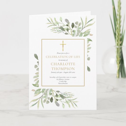 Invitation Photo botanique Célébration de la vie Funérailles (Devant)