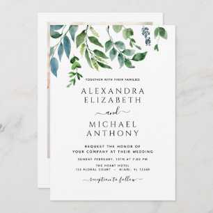 Invitation Photo botanique Foliage Mariage aquarelle