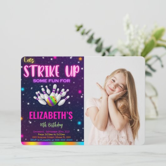 Invitation photo Bowling (Debout devant)