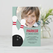 Invitation Photo Boy Bowling fête d'anniversaire (Debout devant)