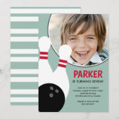 Invitation Photo Boy Bowling fête d'anniversaire (Devant / Derrière)