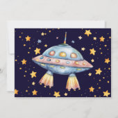 Invitation Photo Boy Modern Space Rocket Ship Anniversaire Pa (Dos)