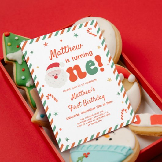 Invitation Photo Boy Noël 1er fête d'anniversaire