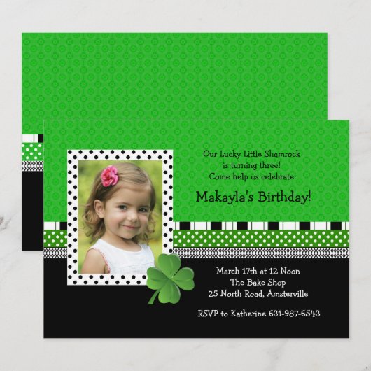 Invitation photo branchée de la Saint-Patrick (Devant / Derrière)