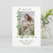 Invitation Photo Branches tropicales & Fleurs blanches Diplôm (Debout devant)