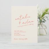 Invitation Photo Bright Orange Retro Fun Mariage Whimsical (Debout devant)