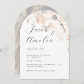 Invitation Photo Brûlé Orange Floral Arch Party (Devant / Derrière)