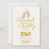Invitation Photo Brunch et Bubbly Pink 21e anniversaire (Devant)