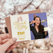Invitation Photo Brunch et Bubbly Pink 21e anniversaire