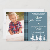 Invitation Photo bûcherjack 4e anniversaire garçon bleu (Devant)