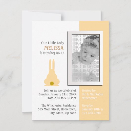 Invitation Photo Bunny Brown Anniversaire (Devant)