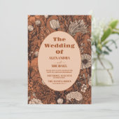 Invitation Photo Burnt Orange Mariage Fleur sauvage (Debout devant)