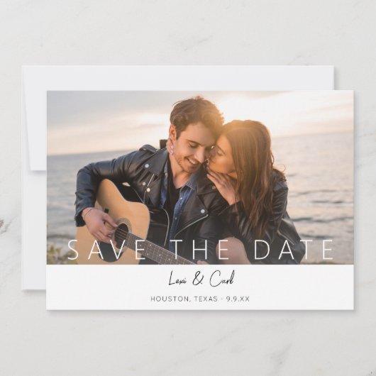 Invitation Photo & Calligraphie 5 MOD Enregistrer la date (Devant)