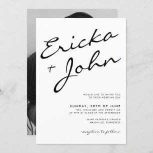 Invitation Photo calligraphie minimaliste moderne