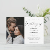 Invitation Photo Calligraphie noir et blanc simple (Debout devant)